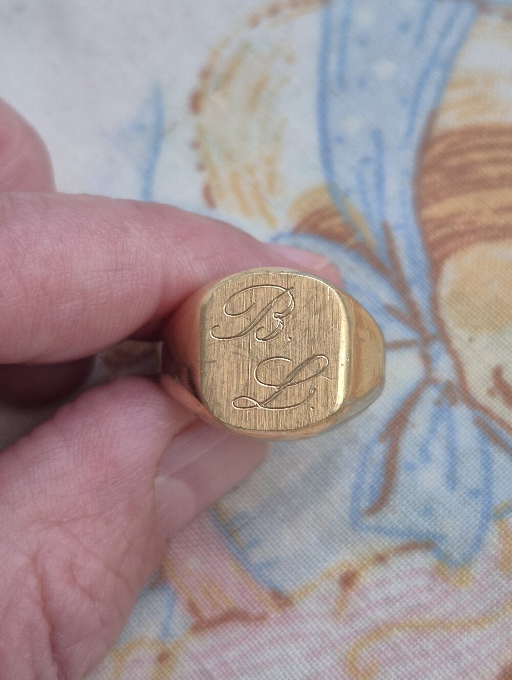 🌙​Vintage 18K Solid Gold Monogrammed Signet Ring 750 Italian Hallmark 6g Estate - Picture 11 of 11